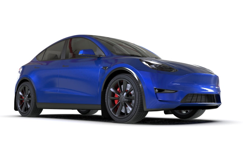 Rally Armor UR Mud Flaps - 2020-2026 Tesla Y - White/Black Logo - #MF72-UR-WH/BLK