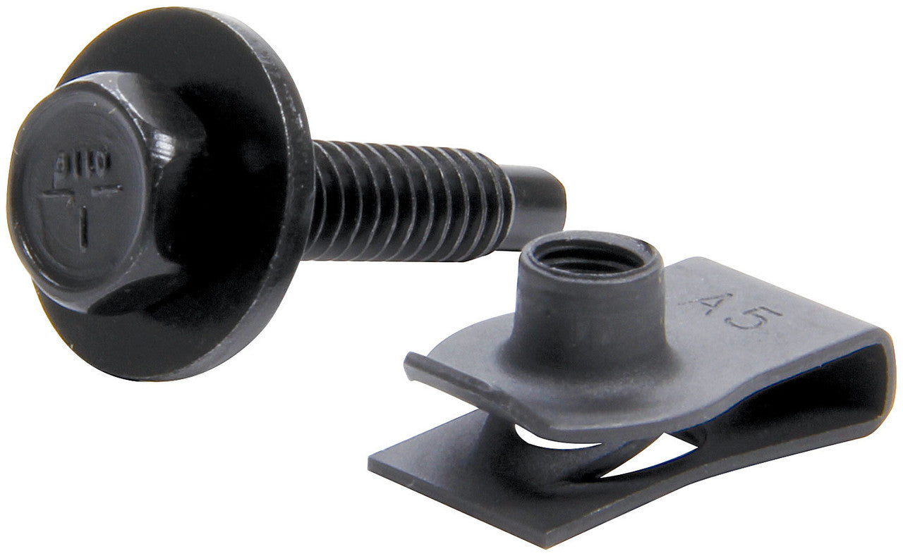 Allstar Performance Body Bolt Kit w/ Clips 10pk Black ALL18558
