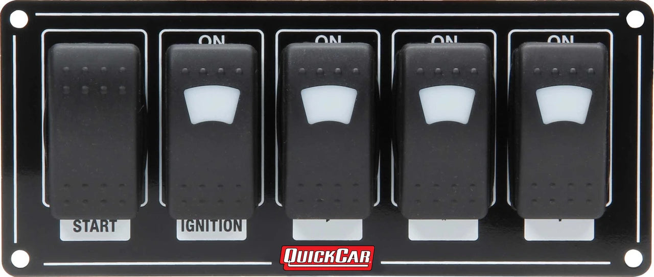 QuickCar Rocker Switches Lit with Black Plate