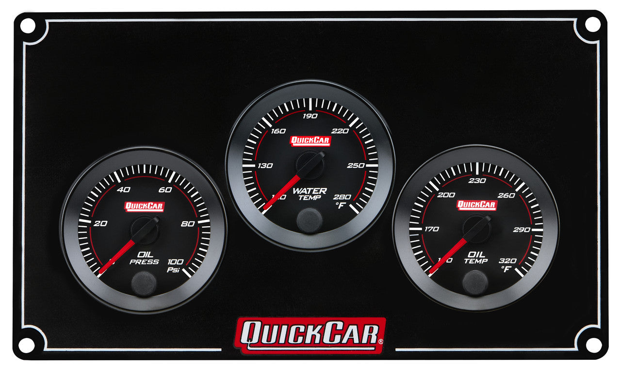 QuickCar RedLine Gauge Panel - Black Plate, 2-1/16" OP/WT/OT