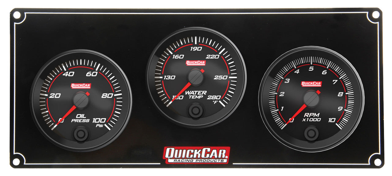 QuickCar Redline 2-1 Gauge Panel OP/WT w/Recall Tach