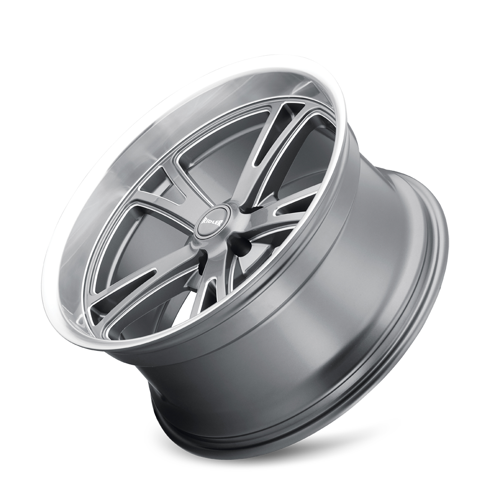 Ridler Wheels 606 17x8 5x120.65 0mm Grey with Milled Spokes and Diamond Lip Wheel 606-7861G