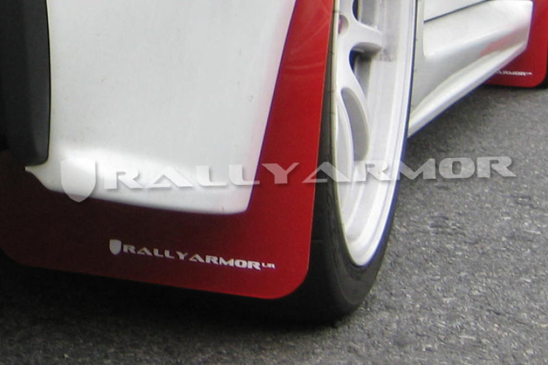 Rally Armor UR Mud Flaps - 2007-2017 Mitsubishi Lancer - Red/White Logo - #MF8-UR-RD/WH