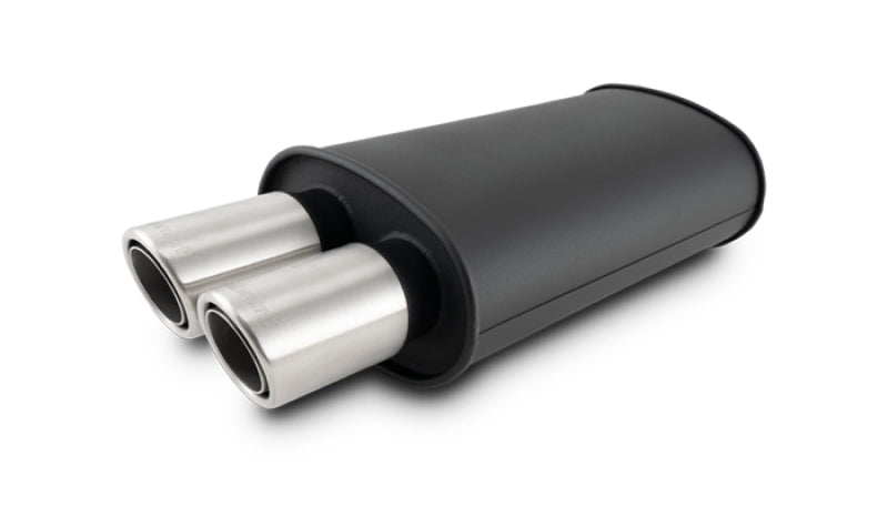 Vibrant Streetpower Flat Blk Muffler 9x5x15in Body 2.5in Inlet ID 3in Tip OD