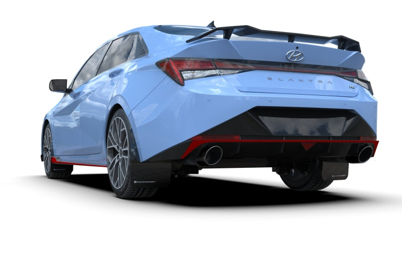 Rally Armor UR Mud Flaps - 2021-2023 Hyundai Elantra, 2022-2023 Hyundai Elantra N - Black/Red Logo - #MF79-UR-BLK-RD