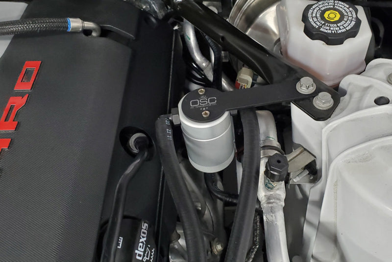 J&L 16-24 Chevrolet Camaro LT1 6.2L Drivers Side Oil Separator 3.0 - Clear Anodized - #3081D-C