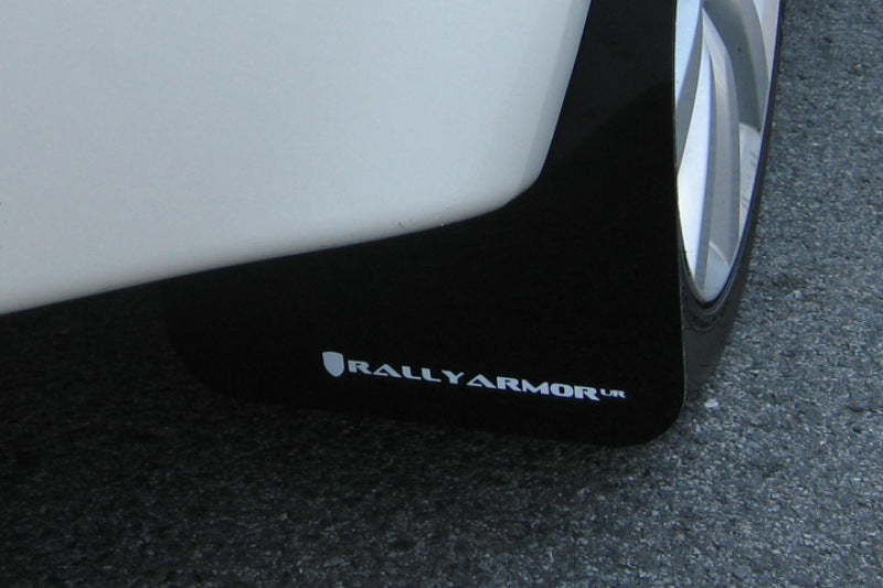 Rally Armor UR Mud Flaps - 2008-2017 Mitsubishi Lancer - Black/White Logo - #MF10-UR-BLK/WH