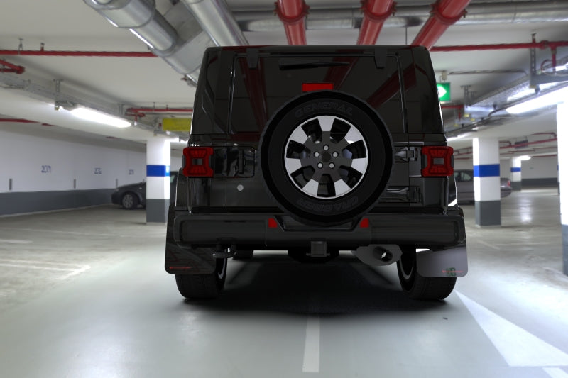 Rally Armor UR Mud Flaps - 2019-2025 Jeep Wrangler - Black/Grey Logo - #MF54-UR-BLK/GRY