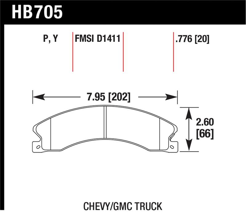 Hawk Performance HB705Y.776 LTS Light Truck and SUV Street Brake Pads