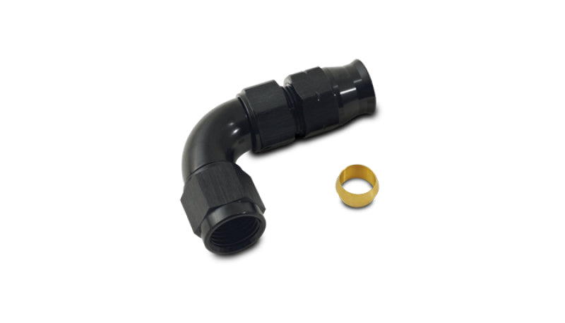 Vibrant 90 Deg 5/16in Tube to Female -6AN Adapter (w/Olive Inserts)