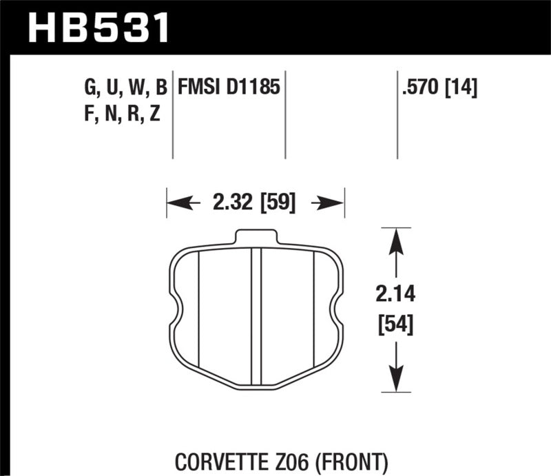 Hawk Performance HB531G.570 DTC-60 Motorsport Brake Pads