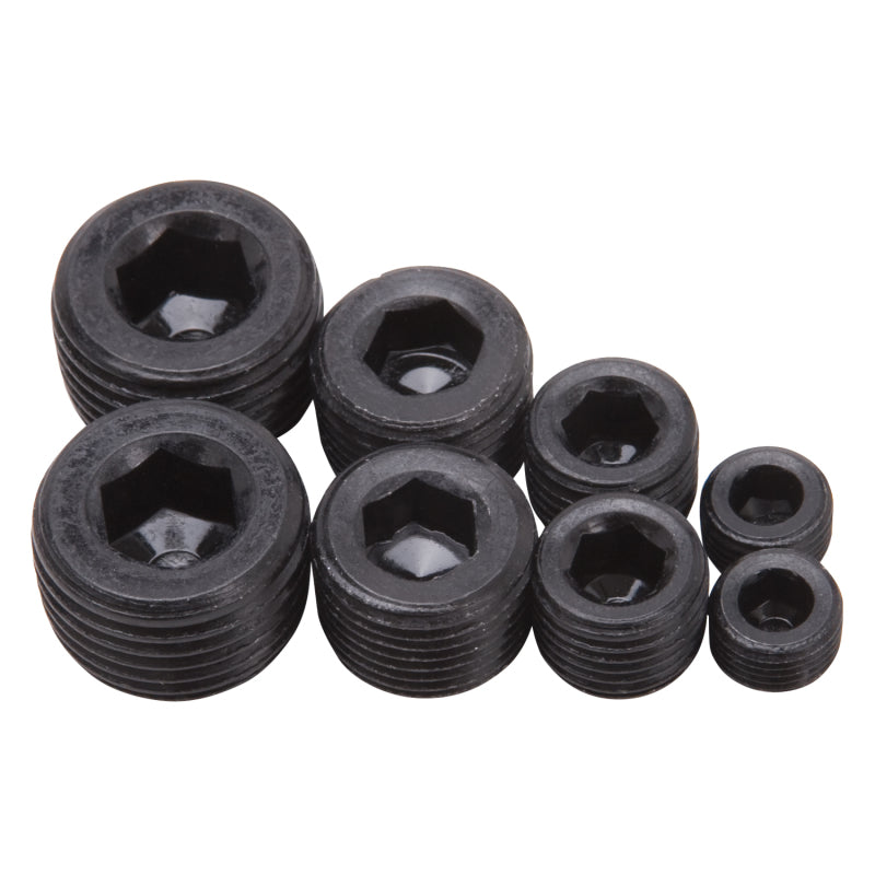 Edelbrock 8051 Fittings Pipe Plug Kit Internal Allen Head 1/8 in 1/4 in 3/8 in 1/2 in NPT Set