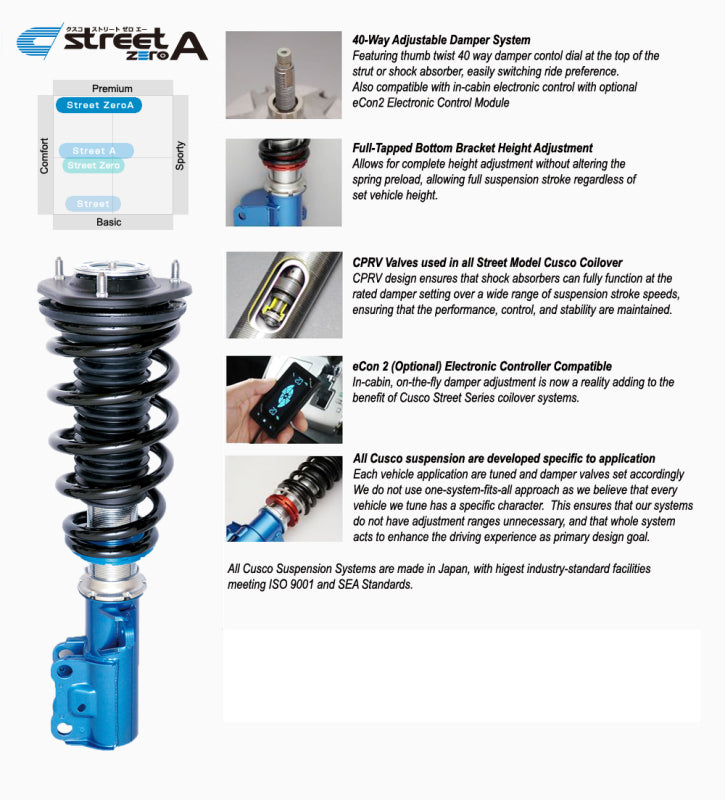 Cusco 2022+ Toyota GR86/Subaru BRZ Sport Street Zero A Twin-Tube 6C1 61N CN