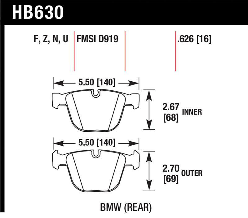 Hawk Performance HB630U.626 DTC-70 Motorsport Brake Pads