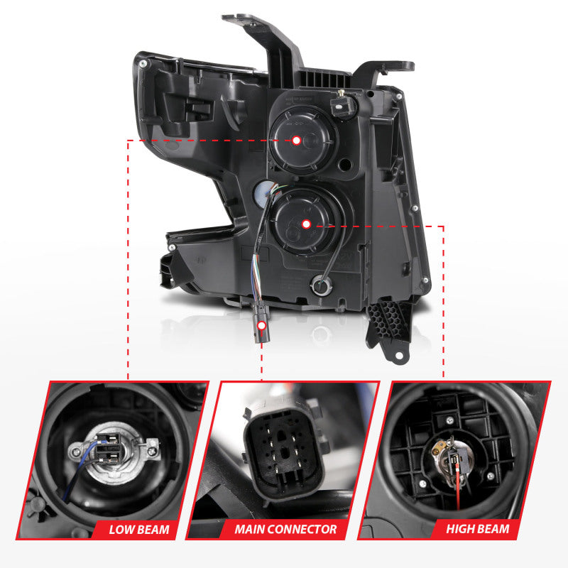 ANZO 2015-2020 Chevrolet Suburban LED Projector Headlights - C Bar Black w/ DRL