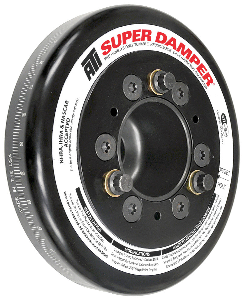 ATI Performance Products 918471 Super Damper Harmonic Balancer 7.074 in Aluminum Smooth Race for 1994-2001 Acura Integra, Honda Civic / Civic del Sol / CR-V (B-Series)