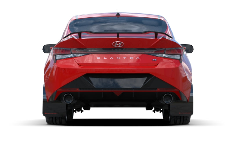 Rally Armor UR Mud Flaps - 2021-2023 Hyundai Elantra, 2022-2023 Hyundai Elantra N - Black/Grey Logo - #MF79-UR-BLK-GRY