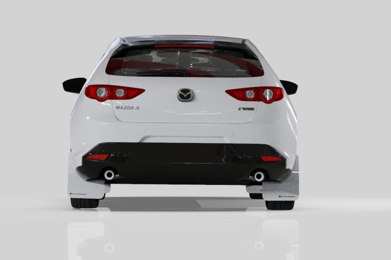 Rally Armor UR Mud Flaps - 2019-2025 Mazda 3 - Black/Red Logo - #MF61-UR-BLK/RD