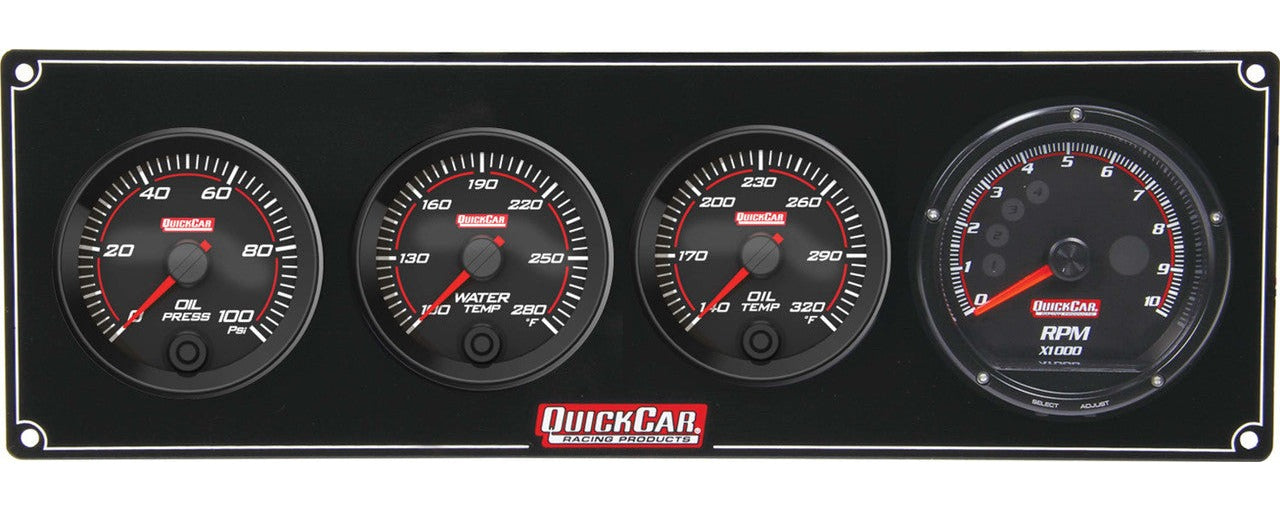 QuickCar Redline 3-1 Gauge Panel OP/WT/OT w/Recall Tach
