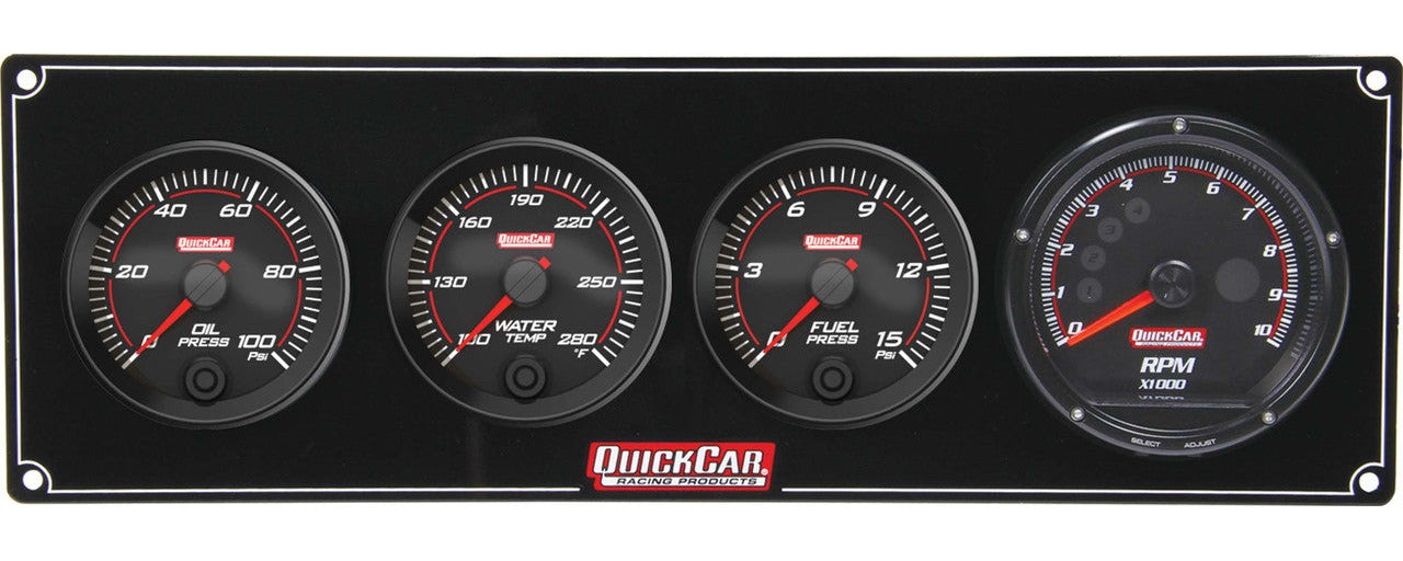 QuickCar Redline 3-1 Gauge Panel OP/WT/FP w/Recall Tach