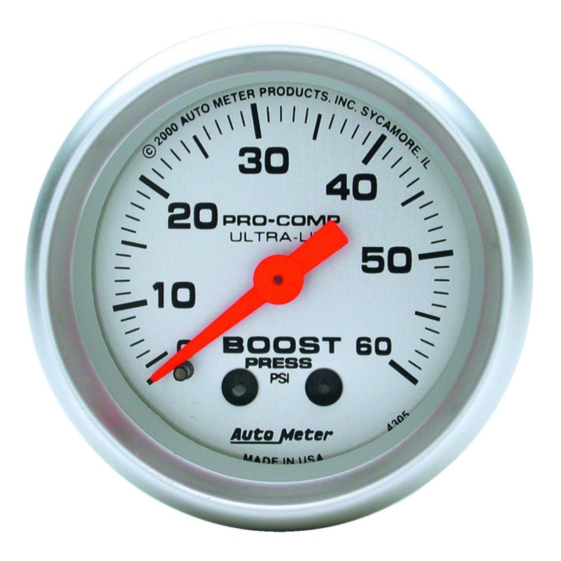 AutoMeter 4305 Ultra-Lite 52mm 60 PSI Mechanical Boost Gauge