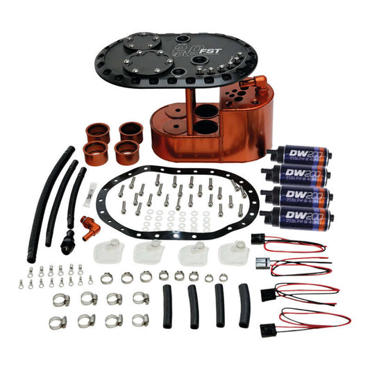 DeatschWerks 2.0L Staged Fuel Cell Surge Tank (Includes 4 DW200 Fuel Pumps)