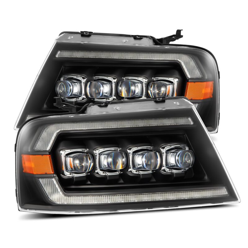AlphaRex 880128 04-08 Ford F-150 (No 2004 Heritage) NOVA-Series LED Projector Headlights Alpha-Black with Activation Light / Sequential Signal