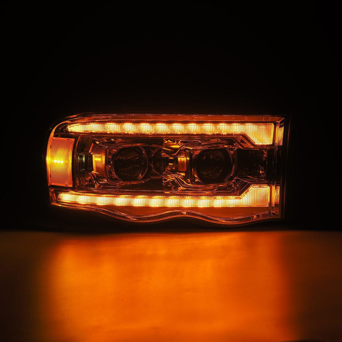 AlphaRex 880571 02-05 Dodge Ram 1500 PRO-Series Projector Headlights Plank Style Chrome with Sequential Signal