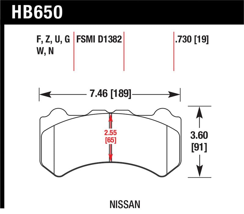 Hawk Performance HB650U.730 DTC-70 Motorsport Brake Pads