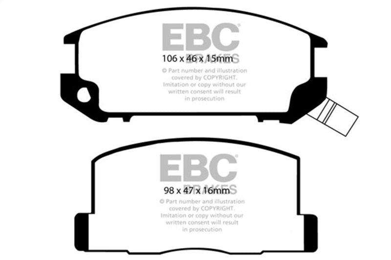 EBC 85-90 Toyota MR2 1.6 Greenstuff Rear Brake Pads DP2602