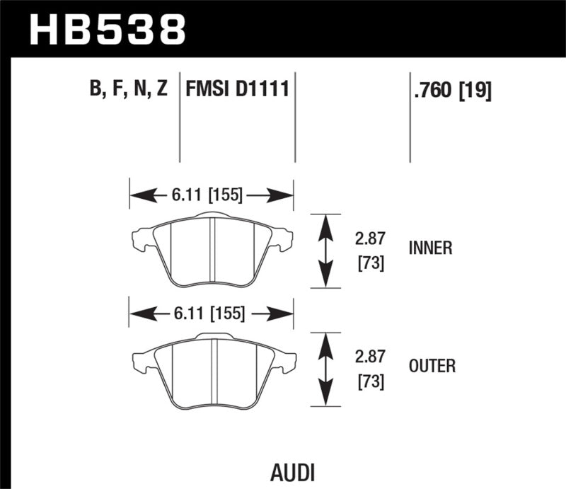 Hawk Performance HB538B.760 HPS 5.0 Street Brake Pads