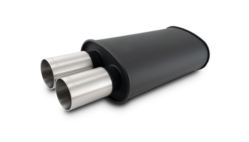 Vibrant StreetPower Flat Muffler Dual 304SS Brushed Tips 9in x 5in x 15in - 3in