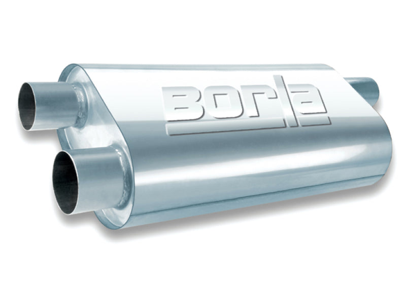 Borla 40474 Universal Oval Transverse Single 3in Inlet/2.5in Outlet 19in x 10.25in x 5.5in Turbo Muffler - #40474