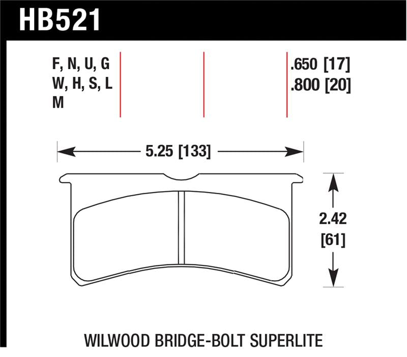 Hawk Performance HB521U.650 DTC-70 Motorsport Brake Pads