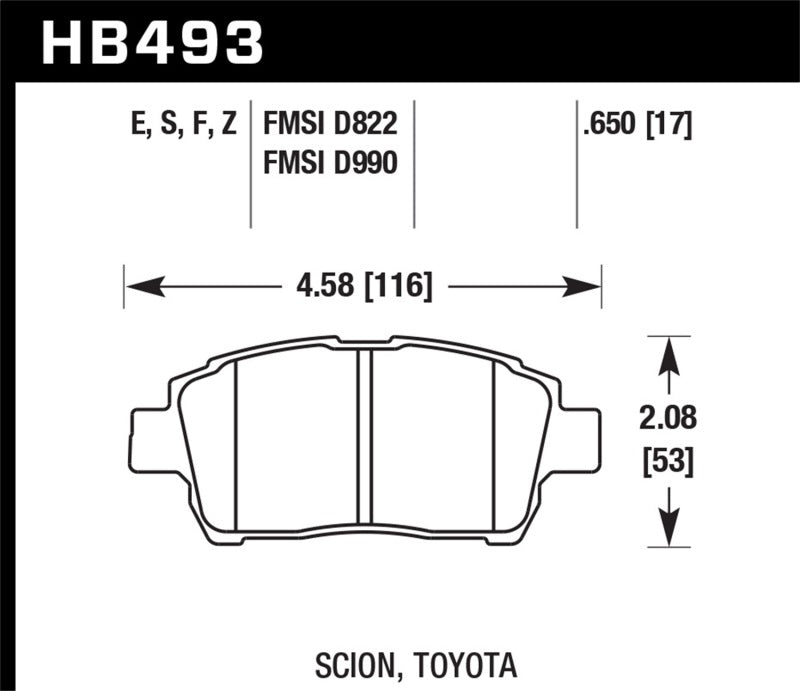 Hawk Performance HB493E.650 Blue 9012 Motorsport Brake Pads