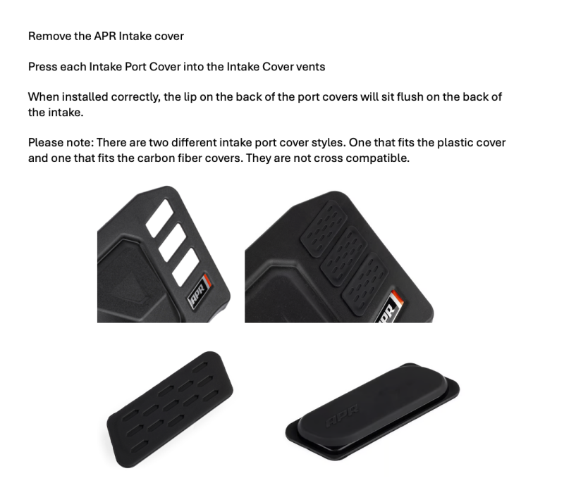 APR 22-24 Audi A3/A3 Quattro/S3/22-26 Volkswagen Golf R/GTI 2.0T Intake Port Covers - Carbon Fiber