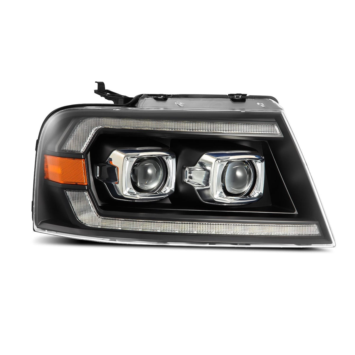 AlphaRex 880131 04-08 Ford F-150 (No 2004 Heritage) LUXX-Series LED Projector Headlights Alpha-Black with Activation Light / Sequential Signal