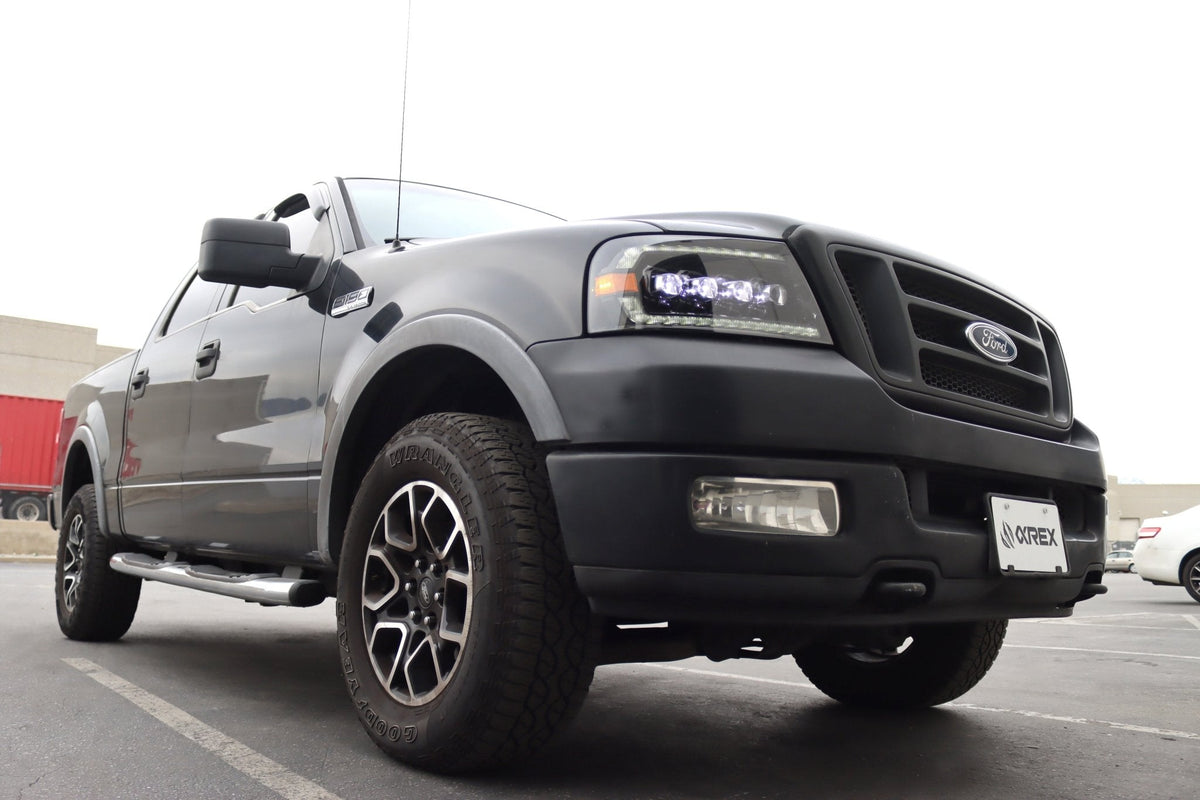 AlphaRex 880128 04-08 Ford F-150 (No 2004 Heritage) NOVA-Series LED Projector Headlights Alpha-Black with Activation Light / Sequential Signal