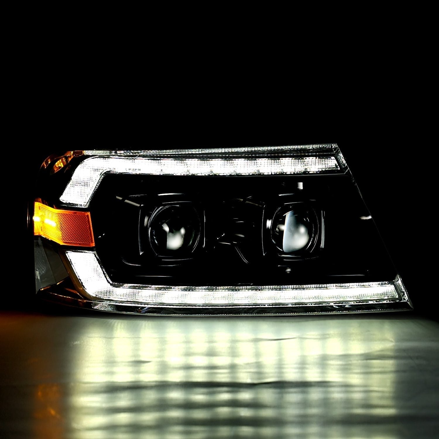 AlphaRex 880134 04-08 Ford F150 PRO-Series Projector Headlights Alpha-Black w/ Sequential Signal and DRL