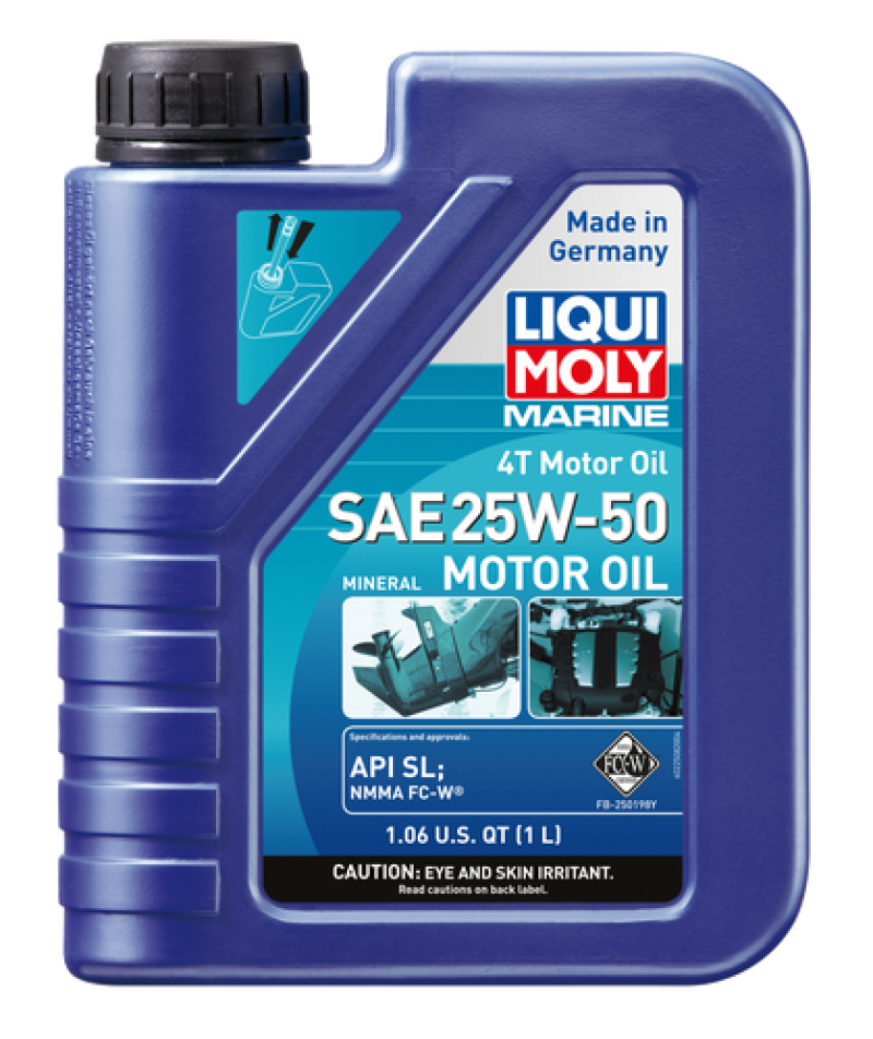 LIQUI MOLY 1L Marine 4T Motor Oil SAE 25W-50 (22508) - Pack of 6