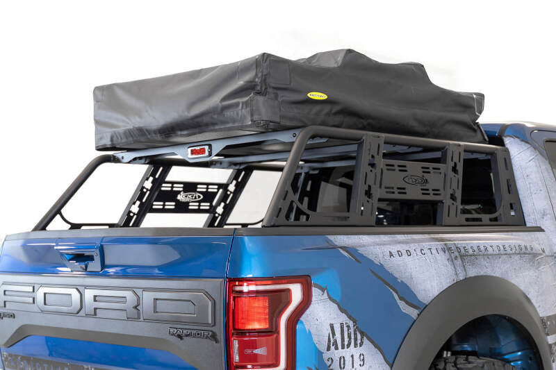 Addictive Desert Designs for 2015+ Ford F-150 Overlander Chase Rack w/ 3rd Brake Light - Hammer Black