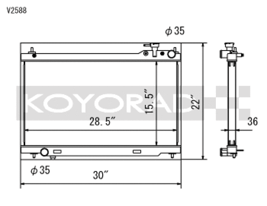 Koyo V2588 for 03-07 Infiniti G35 Coupe / 03-06 G35 Sedan VQ35DE (MT) Radiator