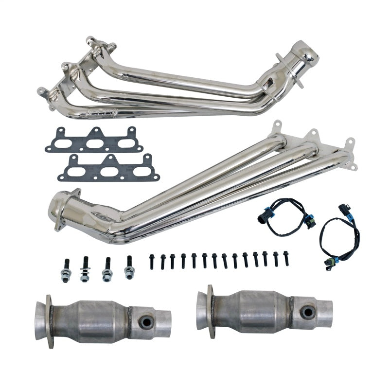 BBK Performance 4041 Long Tube Headers with Converters 1-5/8 Chrome for 2010-2011 Chevrolet Camaro V6