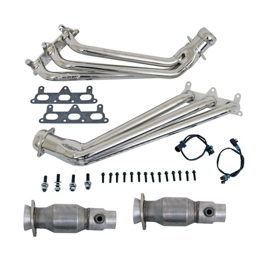 BBK Performance 4041 Long Tube Headers with Converters 1-5/8 Chrome for 2010-2011 Chevrolet Camaro V6