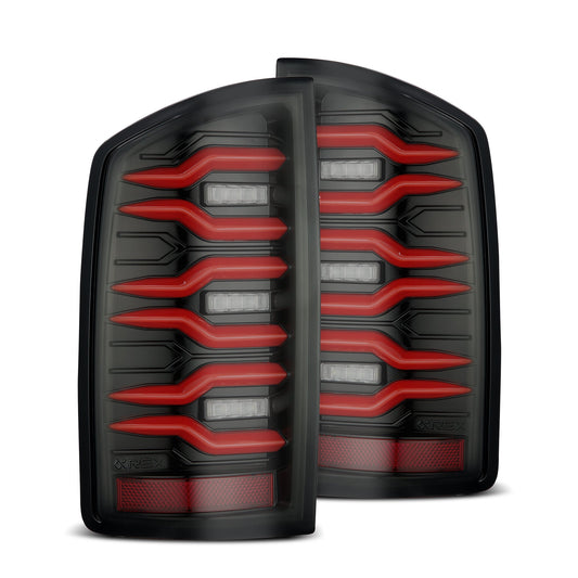 AlphaRex 641060 2007-2008 Dodge Ram1500/2007-2009 Dodge Ram 2500+3500 Luxx-Series LED Tail Lights(Pair) Black/Red