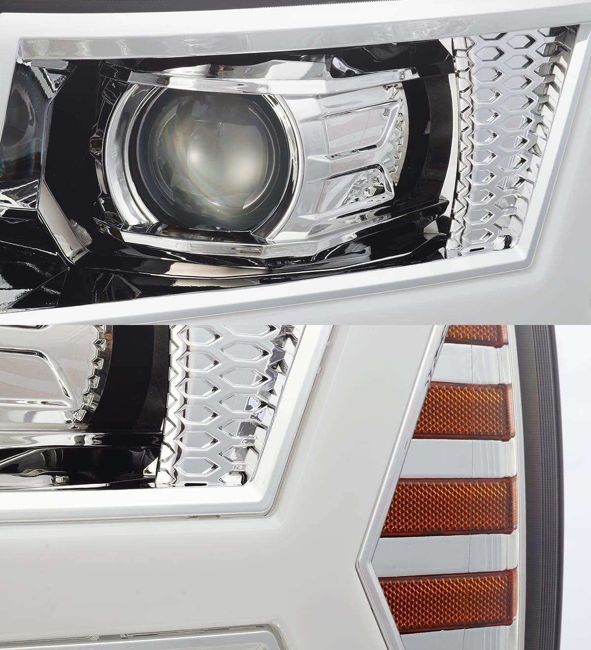 AlphaRex 880222 07-13 Chevrolet 1500 LUXX LED Projector Headlights Plank Design Chrome with Activation Light/Sequential Signal/DRL
