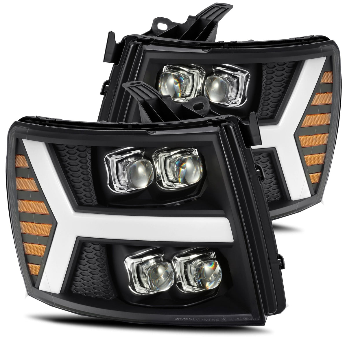 AlphaRex 880209 07-13 Chevrolet 1500 HD NOVA LED Projector Headlights Plank Style Matte Black with Activation Light/Sequential Signal