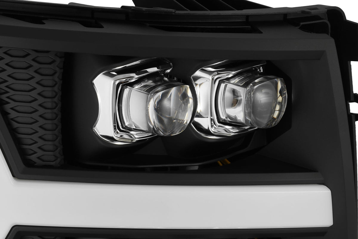 AlphaRex 880209 07-13 Chevrolet 1500 HD NOVA LED Projector Headlights Plank Style Matte Black with Activation Light/Sequential Signal