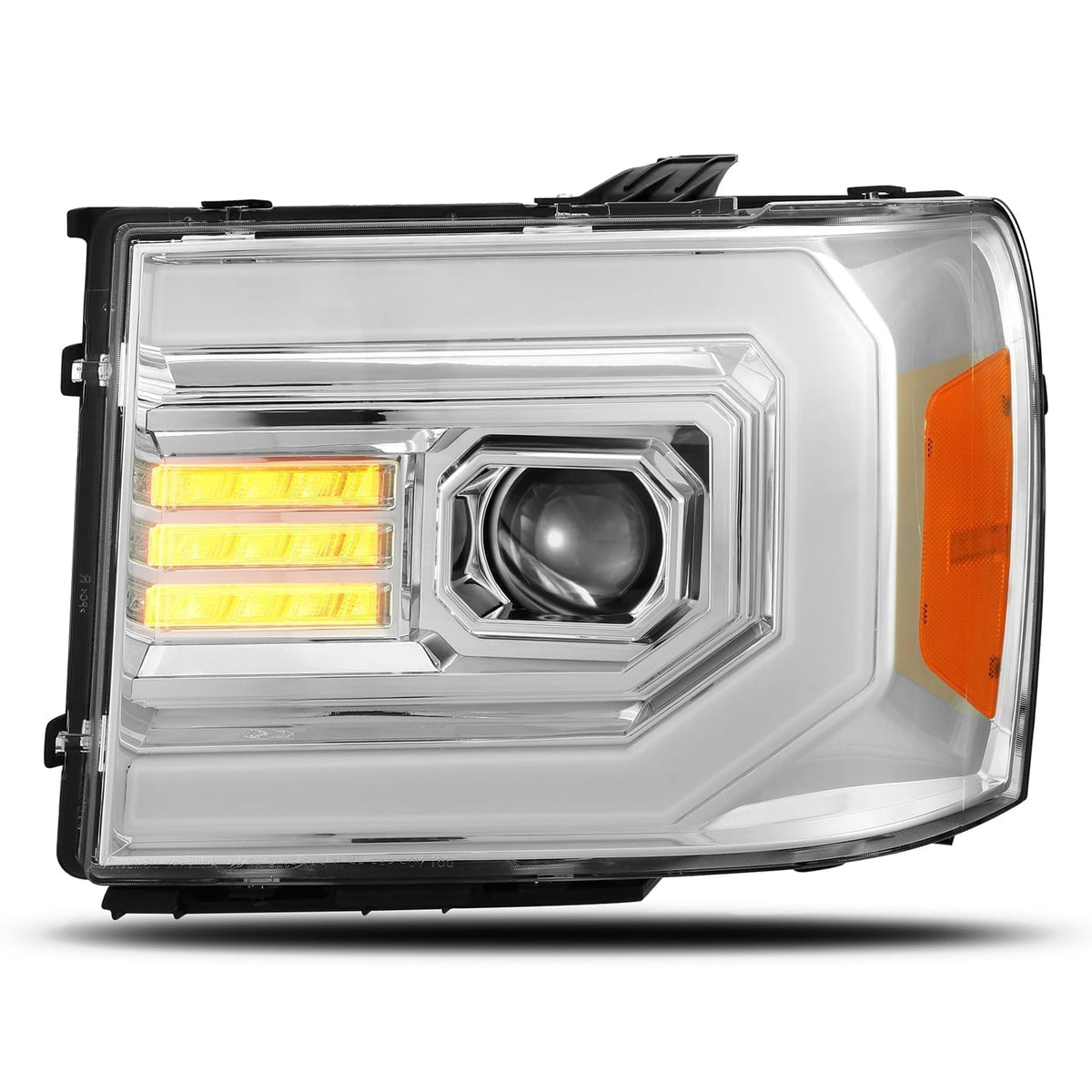 AlphaRex 880096 07-13 GMC Sierra 1500 (No Classic) LUXX-Series LED Projector Headlights Chrome with Activation Light & Sequential Signal / DRL