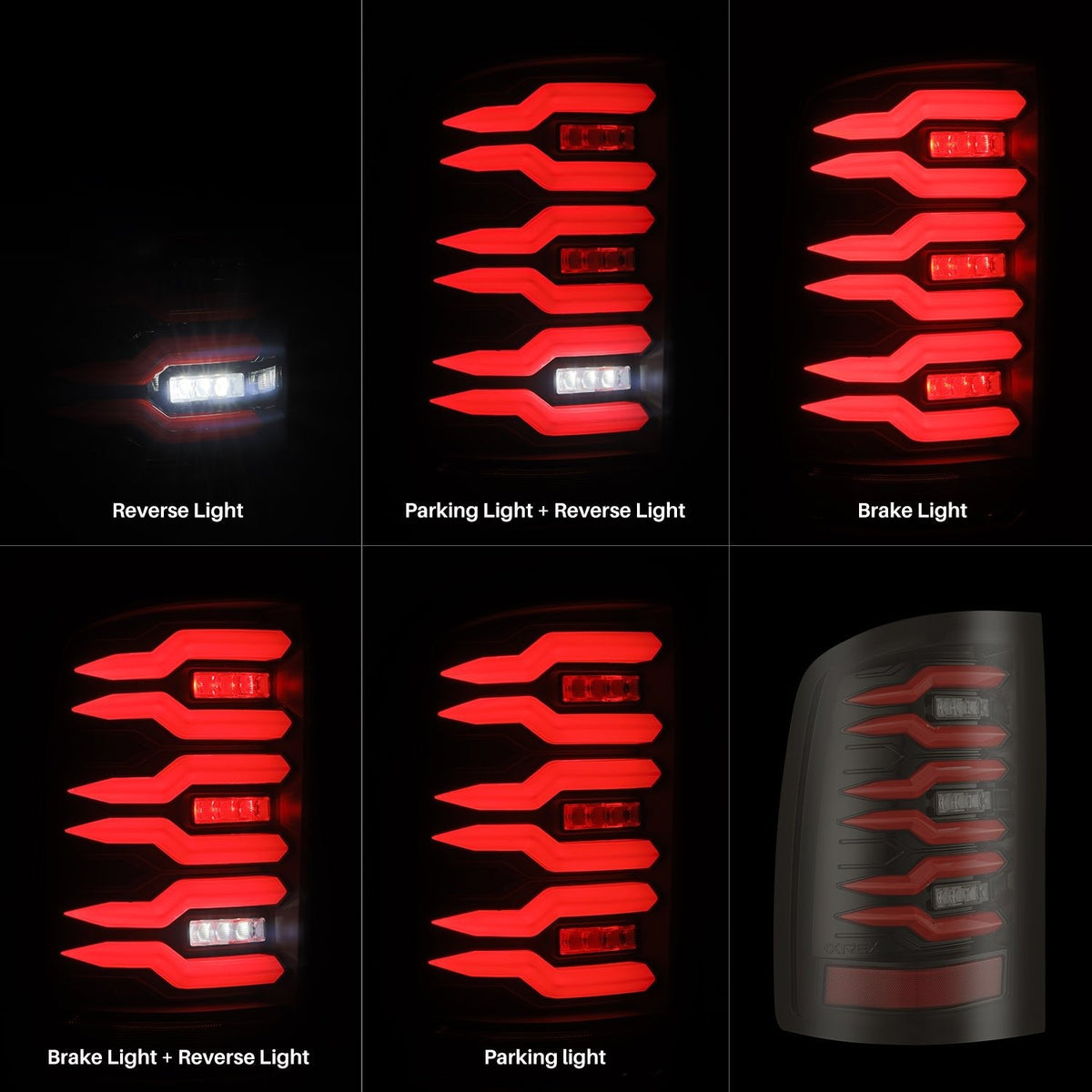 AlphaRex 630080 07-13 GMC Sierra 1500/07-14 2500/3500 HD (No Classic/Dually) Luxx-Series LED Tail Lghts Black Red